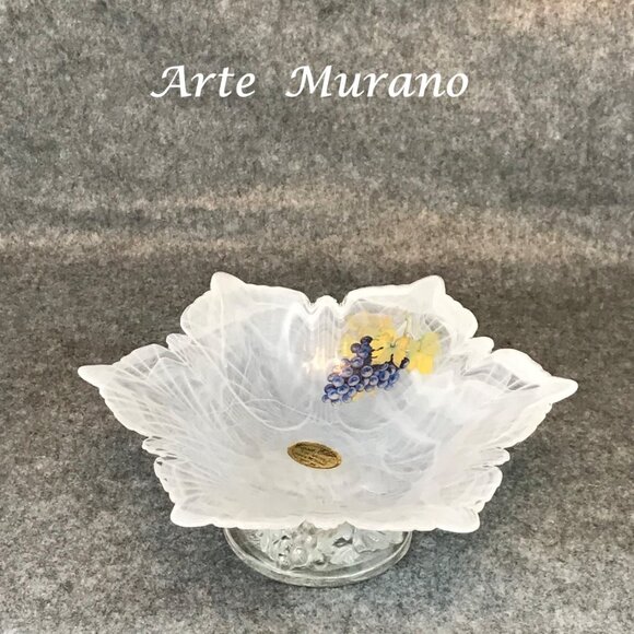 Murano Swirl White Bowl Casa Elite Arte Murano Designed by M. Valenti - Picture 1 of 7
